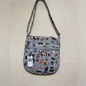 Vera Bradley Trio Zip Hipster Crossbody Bag Dog Show